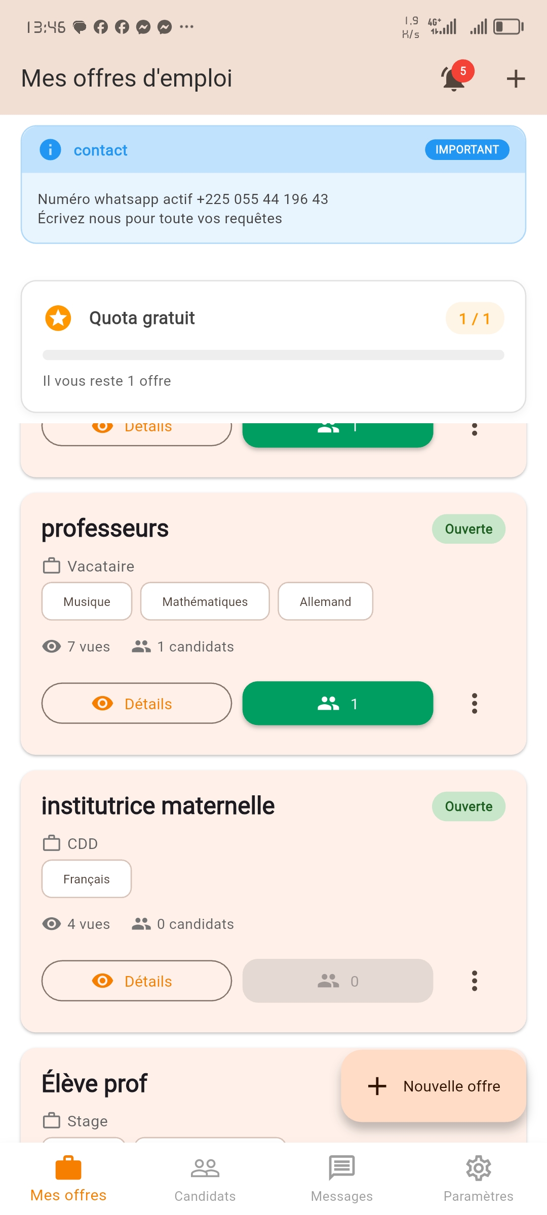 Écran d'accueil école