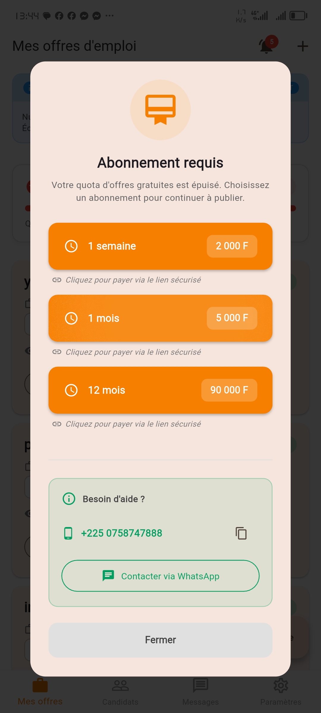 Choix d'abonnement école