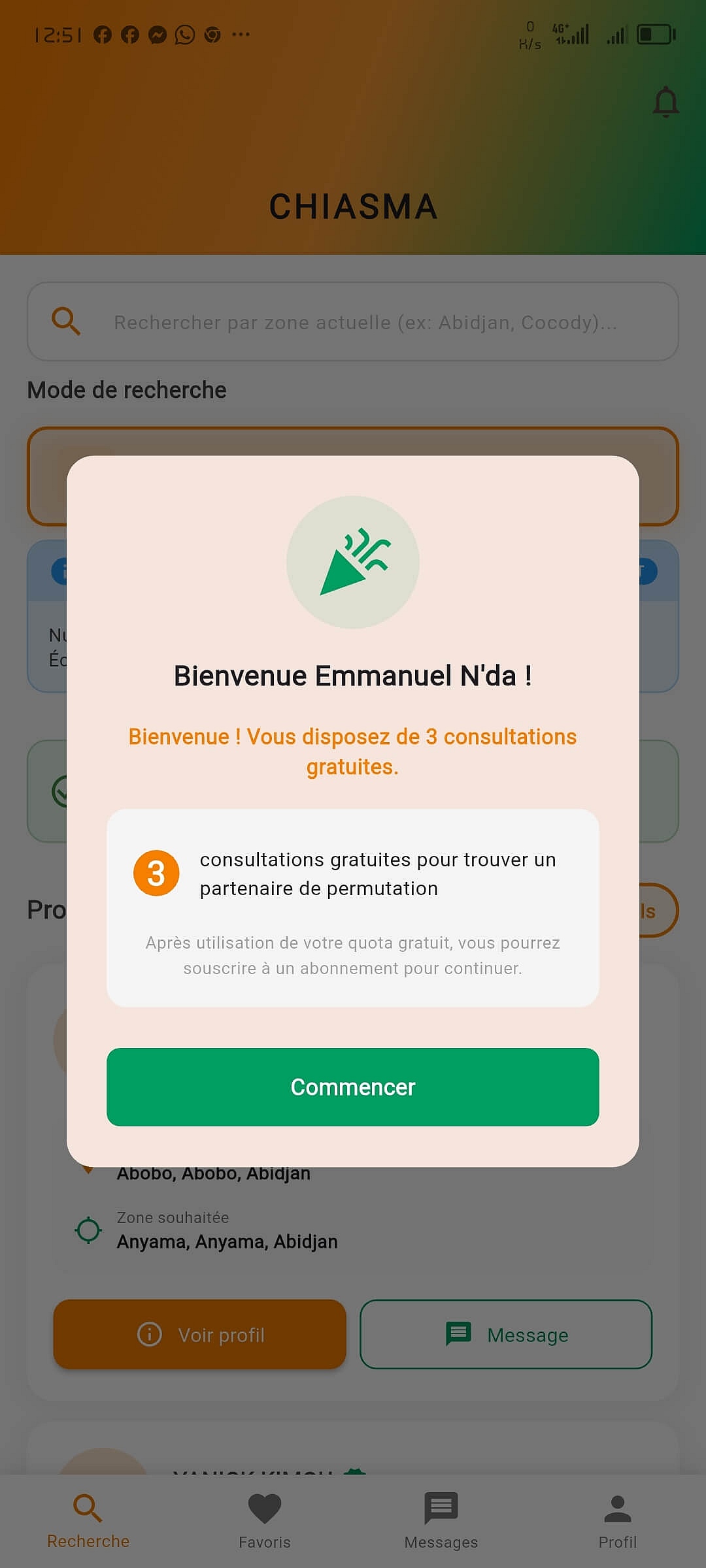 Écran d'accueil enseignant