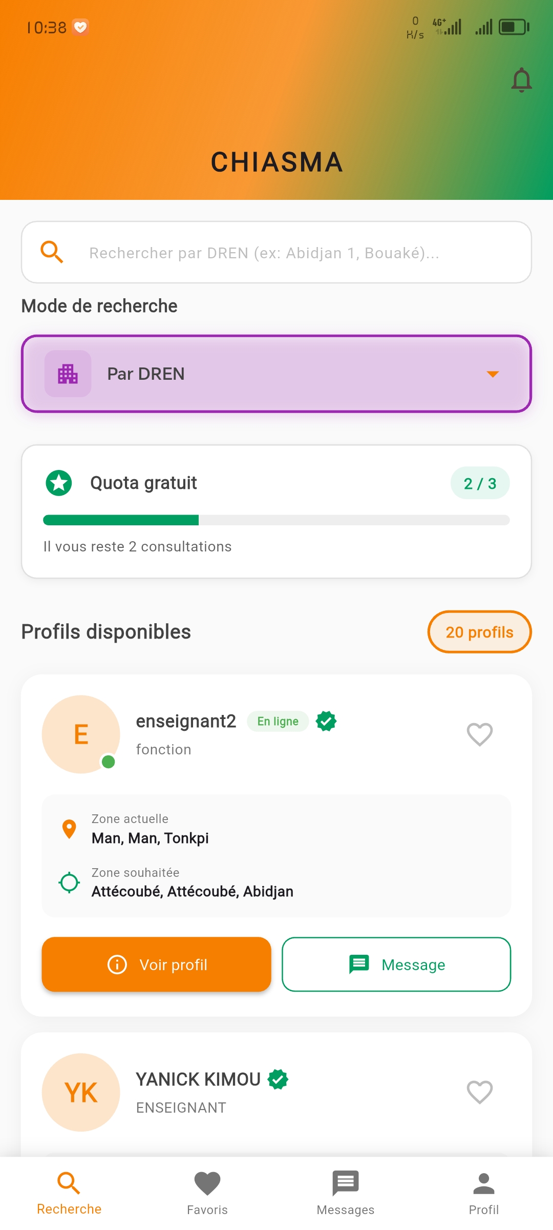 Barre de quota enseignant