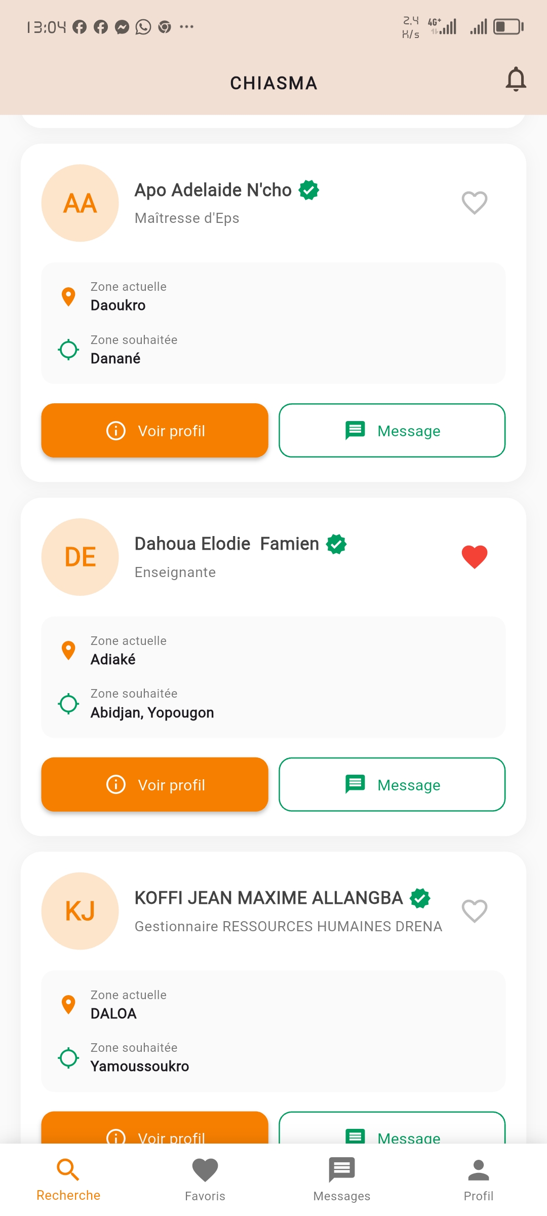 Recherche de profils